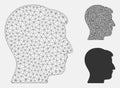 Man Head Vector Mesh Wire Frame Model and Triangle Mosaic Icon Royalty Free Stock Photo