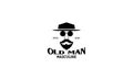 A man head vintage with hat glasses and beard logo design Royalty Free Stock Photo
