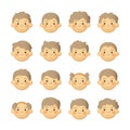 Man heads avatar iconset with different light brown hairstyle