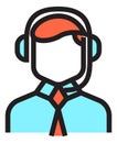 Man in headset icon. Customer help icon. Sales manager