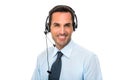 Man with headset working as a call center operator Royalty Free Stock Photo