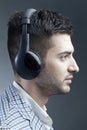 Man with headsets Royalty Free Stock Photo