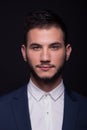 Man headshot face head portrait, white shirt, jacket suit