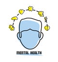 Man with healthy mentality icons around