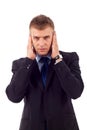 Man in the Hear no evil pose Royalty Free Stock Photo