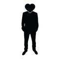 Man with heart instead of the head. Businessman icon. man silhouette Royalty Free Stock Photo