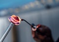 A Man Heating Glass With A Torch Royalty Free Stock Photo