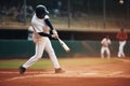 man player team bat sport helmet game ball athlete baseball field. Generative AI.