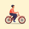 Man with helmet riding bicycle on city street. World bicycle day. Royalty Free Stock Photo