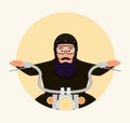 Man in helmet sitting on the motorcycle vector illustration flat style Royalty Free Stock Photo