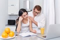 Man helping with study her girlfriend. Royalty Free Stock Photo