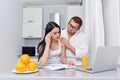 Man helping with study her girlfriend. Royalty Free Stock Photo