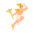 Man Hermes Ancient Greek God and Deity as Figure from Mythology Vector Illustration