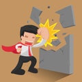 Man Hero Worker Punch Wall Vector Royalty Free Stock Photo