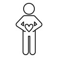 Man hide heart icon, outline style