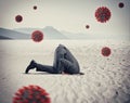 Man hides himself like an ostrich due to coronavirus covid19 problem in the air Royalty Free Stock Photo