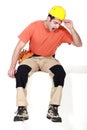 Man hiding from a spider Royalty Free Stock Photo