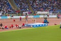 Athlete at his try at high jump