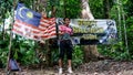 Man hiker arrived at the peak of Wave Rock at Bukit Baginda Majau in Negeri Sembilan.