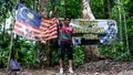 Man hiker arrived at the peak of Wave Rock at Bukit Baginda Majau in Negeri Sembilan.