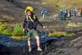 Man hiker in the mountains, Iceland Royalty Free Stock Photo