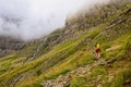 A man hikes towards Balcon de Pineta Royalty Free Stock Photo