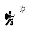 Man hiking backpack adventure icon. Element of pictogram adventure illustration