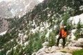 Man hiking with backpack high on Lycian Way