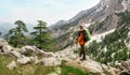 Man hiking with backpack high on Lycian Way