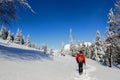 Man hiking in Carpathian mountains Royalty Free Stock Photo