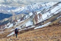 Man hiking in Himalaya mountains Royalty Free Stock Photo
