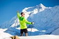 Man hiking in Himalaya Mountains in Nepal Royalty Free Stock Photo