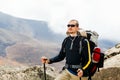 Man hiking in mountains Himalayas, Nepal Royalty Free Stock Photo