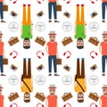 Man hipster flat style seamless pattern