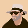 Man hipster in hat vector illustration flat Royalty Free Stock Photo