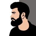 Man hipster head face flat style profile