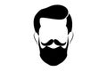 Hipster logo portrait men beard style. Barber shop isolated vintage label badge emblem. Vector illustration isolated on white Royalty Free Stock Photo