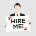 Man with Hire Me Sign