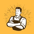 Man with his arms crossed. Professional vector illustration