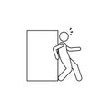 the man with his back pushes the box icon. Element of man carries a box illustration. Premium quality graphic design icon. Signs a