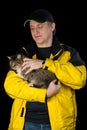 Man with his beloved cat Royalty Free Stock Photo