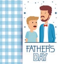 man with his boy with fathers card to celebrate holiday