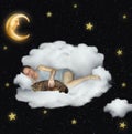 Man with his cat sleeping on a cloud 2