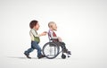 Man and his friend in a wheelchair having a walk