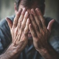 A man with his hands on the face, AI Royalty Free Stock Photo