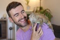 Man and his spectacular Iguana Royalty Free Stock Photo