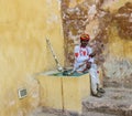 A man with his traditional instruments in rajsthan,India Royalty Free Stock Photo