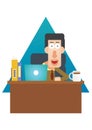 man at his work desk. Vector illustration decorative design Royalty Free Stock Photo