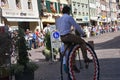 A man on a historical unicycle