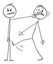 Man Hit Another Man Fist by His Face, Vector Cartoon Stick Figure Illustration